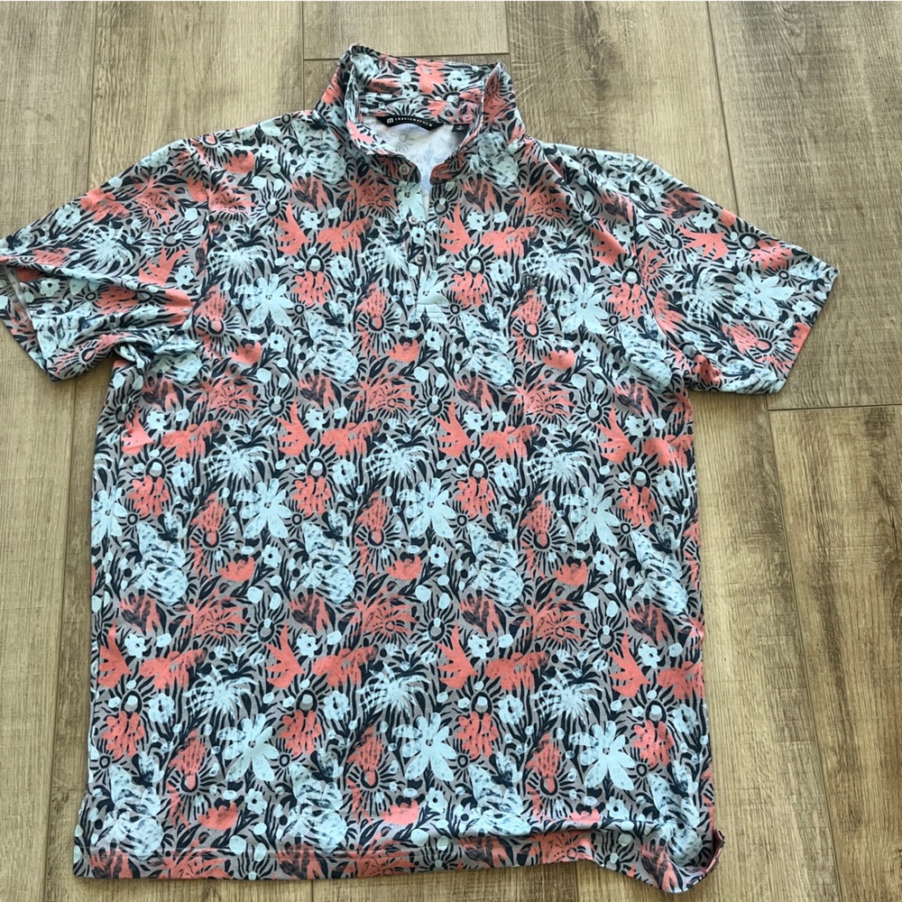 NWOT Travis Mathew Sz XL 48” Featherweight Sands Polo shirt L 31” stretch SOFT